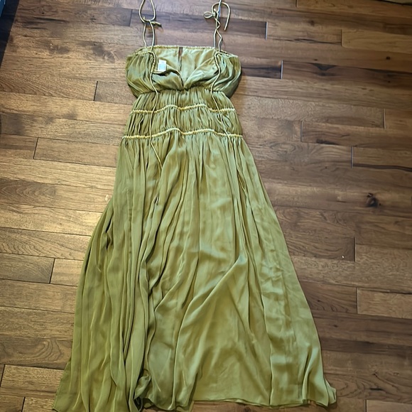 ASOS ruched maxi dress in Chartreuse size 4 / 36 - Picture 4 of 5